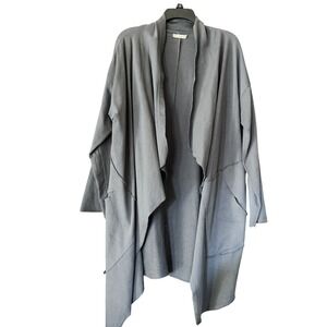 Lagenlook Jersey Knit Relaxed Cardigan Grey Patchwork Womens Plus XXL Open Front